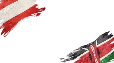 Beyaz Arkaplanda Avusturya ve Kenya Bayrakları